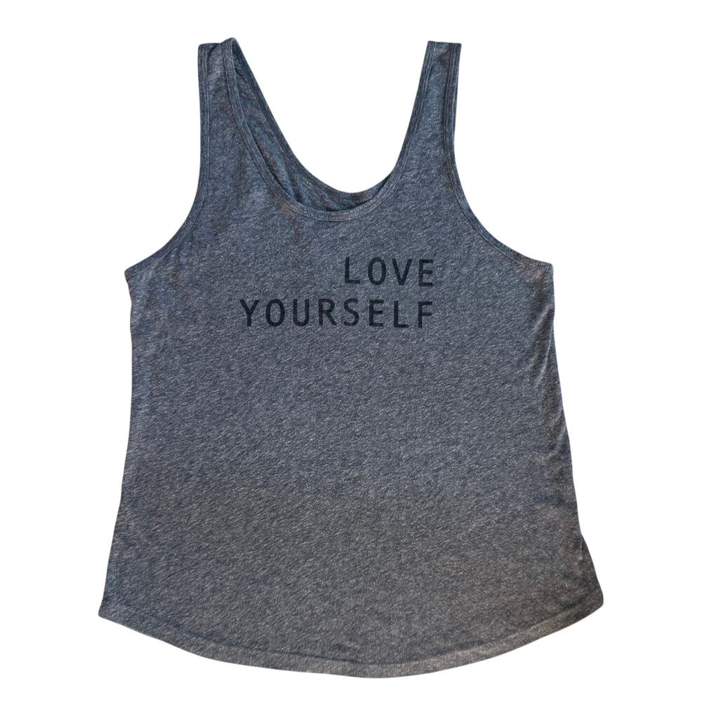 Good hYOUman Tank Top Love Yourself Tank Top Size Medium Gray Workout Athleisure